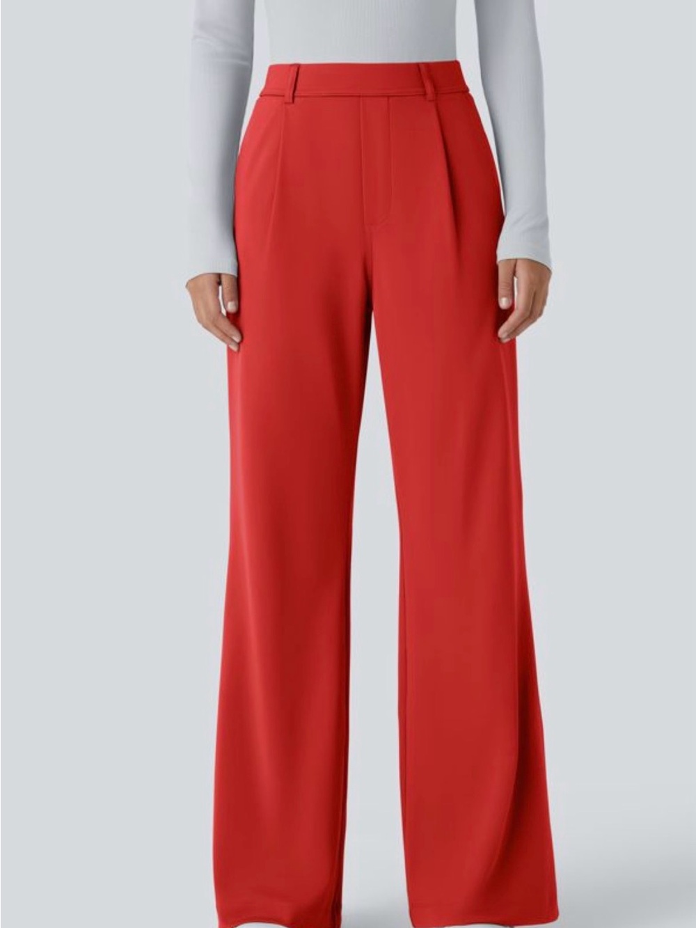 HALARA Wide-Leg Red High-Rise Trousers